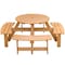 Gardenised Outdoor Round Picnic Table with Bench, 8-Person, Stained Wood QI003903.ST - alternate 3